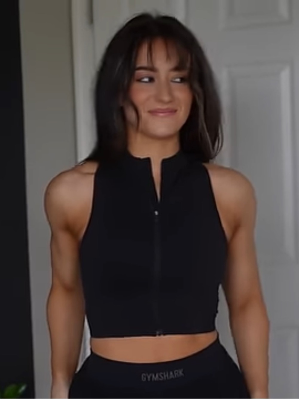Gymshark Corset Seamless Black Zip-Front Sleeveless Crop Top Tank